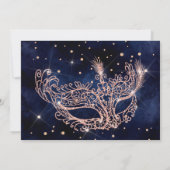 Masquerade Rose Gold Glitzer Sweet 16 Foto Einladung (Rückseite)