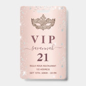 Masquerade Rose Gold Silber Glitzer Vip Einladung Ausweis (Vorderseite)