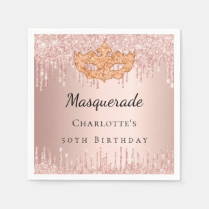 Masquerade Rose Gold Tropfen Geburtstagsparty Serviette