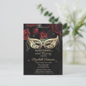 Masquerade Rote Rosen Gothic Sweet 16 Einladungspostkarte (Stehend Vorderseite)