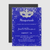 Masquerade Royal Blue Sweet 16 Einladungsmagnet Magnetkarte (Vorne/Hinten)