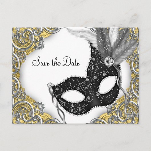 Masquerade Save the Date Ankündigungspostkarte (Vorderseite)