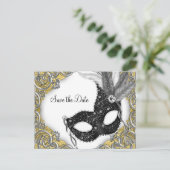 Masquerade Save the Date Ankündigungspostkarte (Stehend Vorderseite)