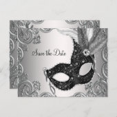 Masquerade Save the Date Ankündigungspostkarte (Vorne/Hinten)