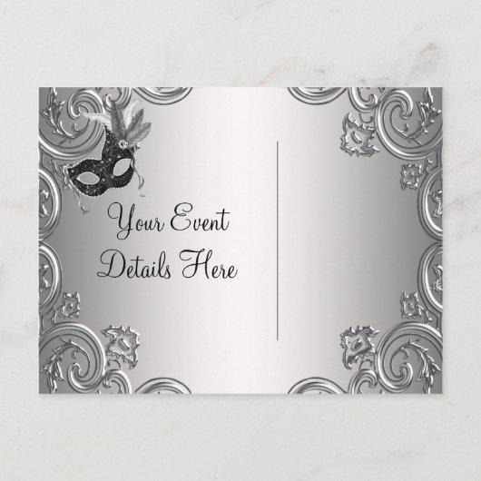 Masquerade Save the Date Ankündigungspostkarte (Rückseite)