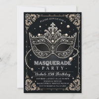 Masquerade Schwarz-weiß Geburtstag Einladung Party