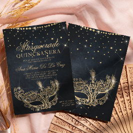 Masquerade schwarzer Glitzer quinceanera Einladung