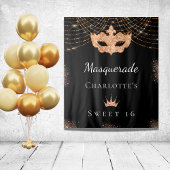 Masquerade schwarzer Glitzer Sweet 16 Geburtstag Wandteppich
