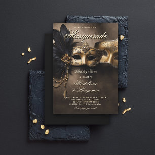 Masquerade Soiree Couple Moody 50. Geburtstag Einladung