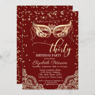 Masquerade, Spitzen, Diamanten 30. Geburtstag Part Einladung