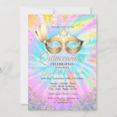 Masquerade, Spitzen, Diamanten Gefärbte Krawatte Q Einladung (Vorderseite)