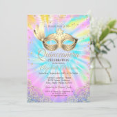 Masquerade, Spitzen, Diamanten Gefärbte Krawatte Q Einladung (Stehend Vorderseite)