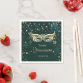 Masquerade, Stars Green Quinceañera Serviette (Beispiel)