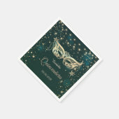 Masquerade, Stars Green Quinceañera Serviette (Ecke)