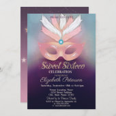 Masquerade, Sterne, Ombre Sweet 16 Einladung (Vorne/Hinten)