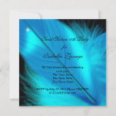 Masquerade Sweet 16 Aquamarin Black Feather Maske Einladung (Rückseite)