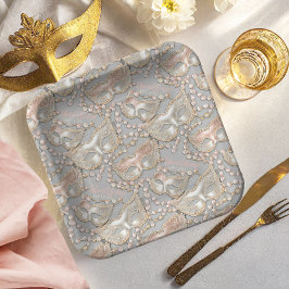 Masquerade Sweet 16 Bead Masken Rose Gold ID1032 Pappteller