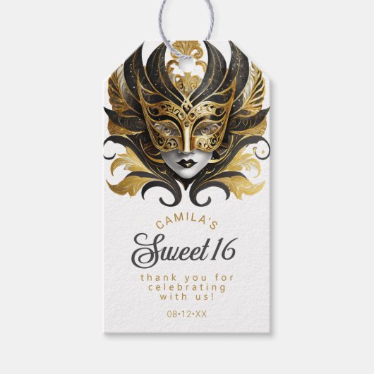 Masquerade Sweet 16 Black Gold ID1032 Geschenkanhänger (Vorderseite)