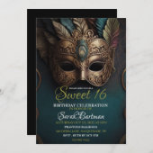 Masquerade Sweet 16 Einladung (Vorne/Hinten)