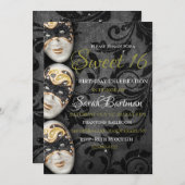 Masquerade Sweet 16 Einladung (Vorne/Hinten)