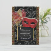 Masquerade Sweet 16 Party, Mis Quince Anos Einladung (Stehend Vorderseite)