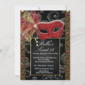 Masquerade Sweet 16 Party, Mis Quince Anos Einladung (Rückseite)