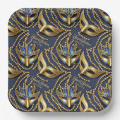 Masquerade Sweet 16 Perlen Masken Blue ID1032 Pappteller (Vorderseite)