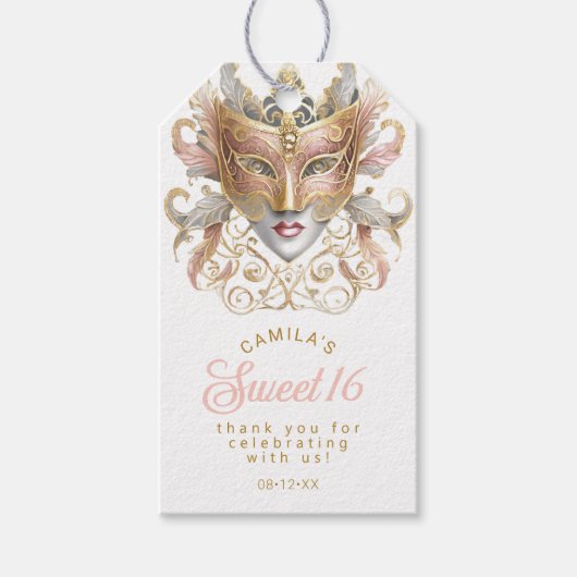 Masquerade Sweet 16 Rose Gold ID1032 Geschenkanhänger (Vorderseite)