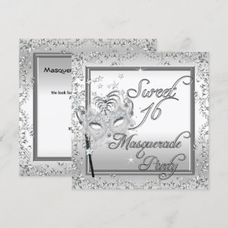 Masquerade Sweet 16 Sechzehn Geburtstag Weiß Einladung