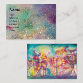 MASQUERADE, Tanz, Musik, blau, rot, rosa Visitenkarte (Vorne/Hinten)