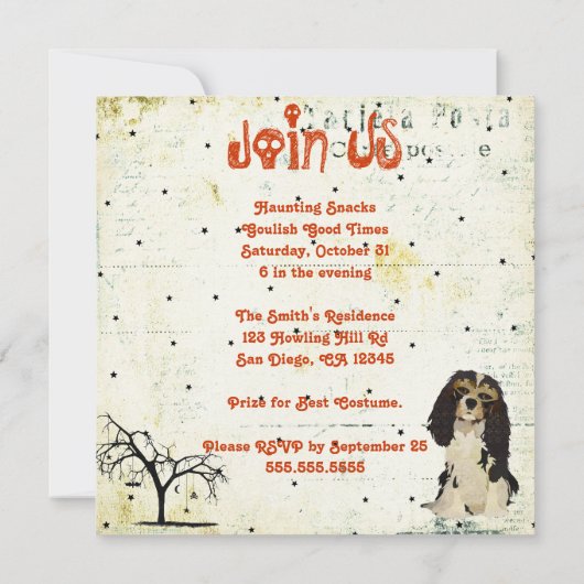 Masquerade Tiere Halloween Einladung (Rückseite)