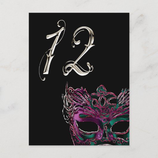 Masquerade-Tischnummer Postkarte (Vorderseite)