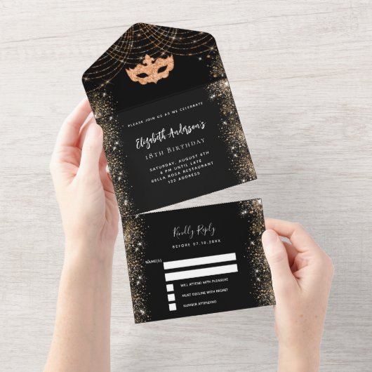 Masquerade UAWG All In One Einladung (Abreißen)