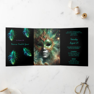 Masquerade und Feathers Sweet 16 Party Einladung