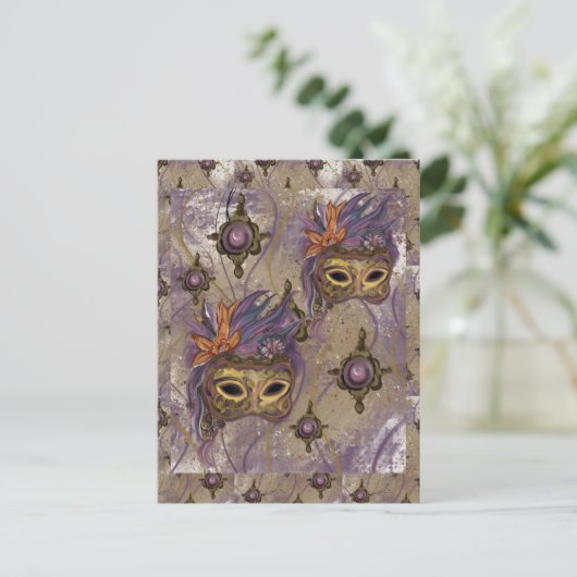 MASQUERADE VENEDIG KUNST POSTKARTE (Stehend Vorderseite)