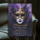 Masquerade Venezianisch Mask Gold Lila 18. Geburts Einladung
