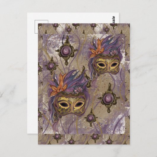 MASQUERADE VENICE ART POSTKARTE (Vorne/Hinten)