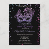 Masquerade Violet Diamonds, Masque Sweet 16 Einladungspostkarte (Vorderseite)