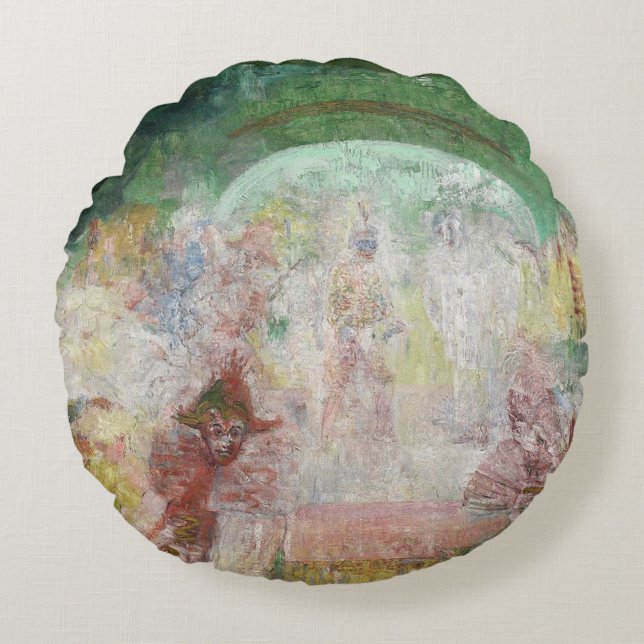 Masquerade von James Ensor (1889) Rundes Kissen (Vorderseite)