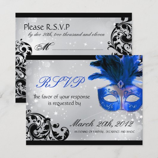 Masquerade Wedding RSVP Cards (Vorne/Hinten)