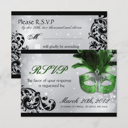 Masquerade Wedding RSVP Cards (Vorne/Hinten)