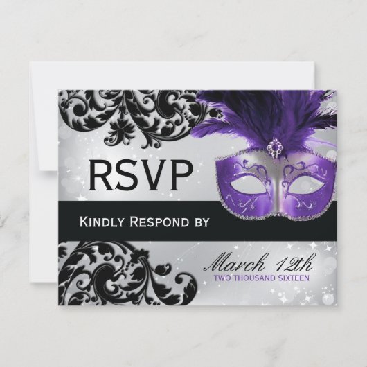 Masquerade Wedding RSVP Cards (Vorderseite)