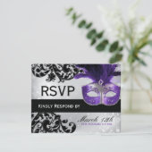 Masquerade Wedding RSVP Cards (Stehend Vorderseite)