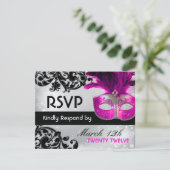 Masquerade Wedding RSVP Cards Karte (Stehend Vorderseite)