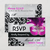 Masquerade Wedding RSVP Cards Karte (Vorne/Hinten)