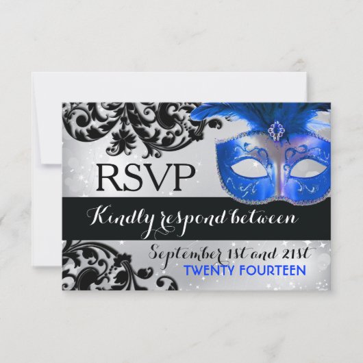 Masquerade Wedding RSVP Cards Karte (Vorderseite)