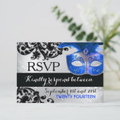 Masquerade Wedding RSVP Cards Karte (Stehend Vorderseite)