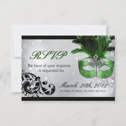 Masquerade Wedding RSVP Cards Karte (Vorderseite)