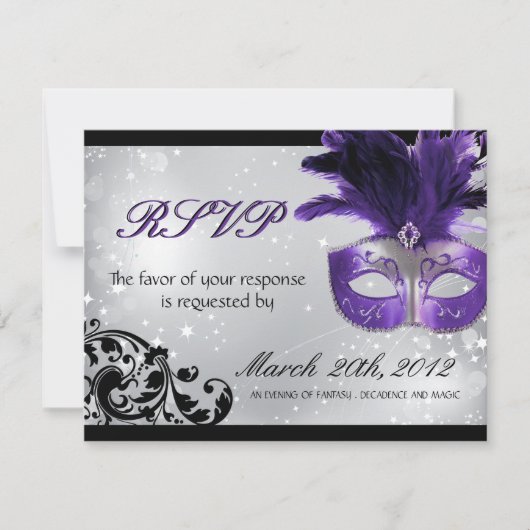 Masquerade Wedding RSVP Cards Karte (Vorderseite)