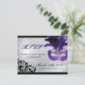 Masquerade Wedding RSVP Cards Karte (Stehend Vorderseite)
